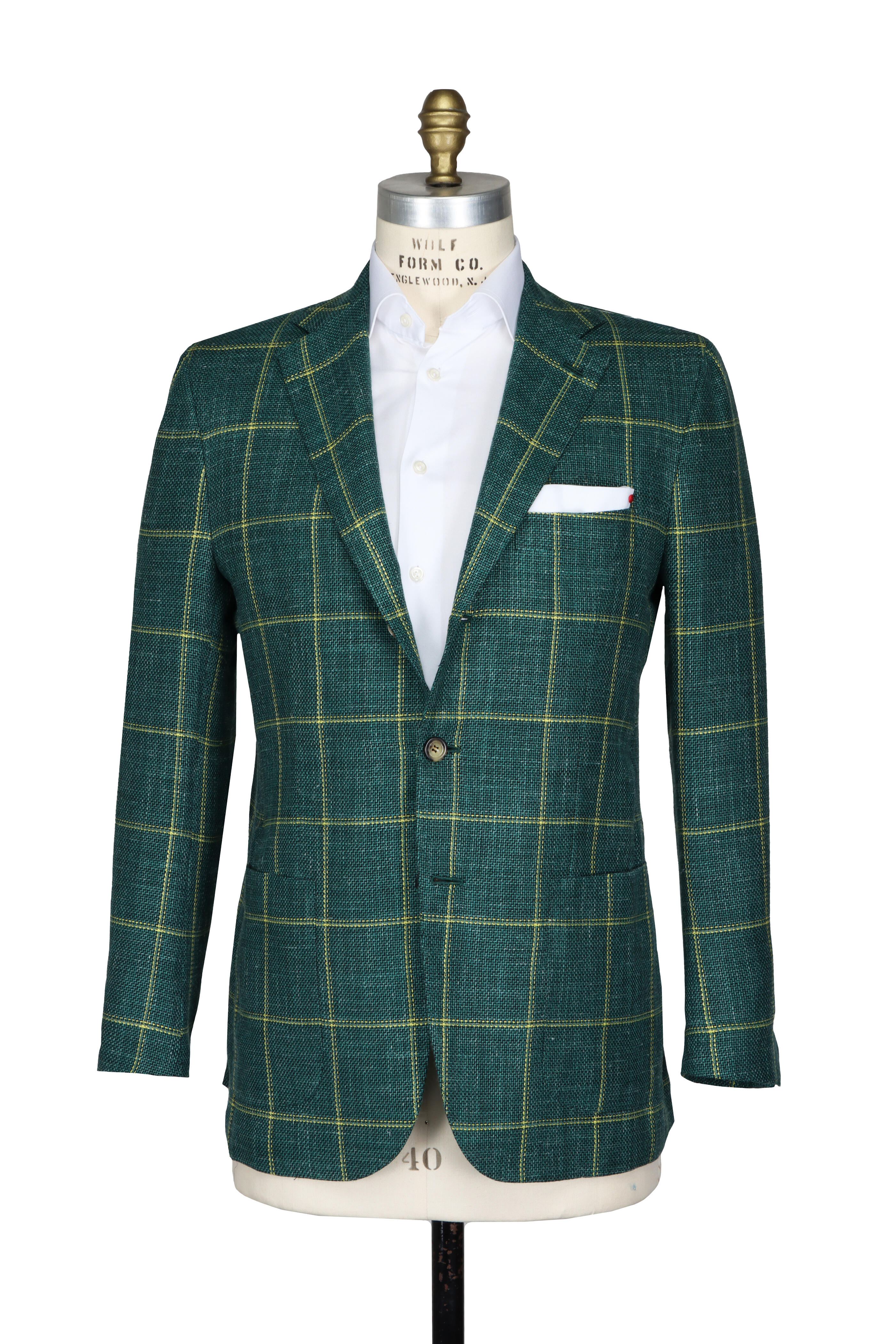 Kiton - Green & Yellow Windowpane Sportcoat