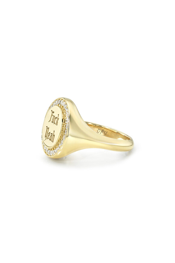 Dru 14k Yellow Gold Diamond Signet Ring - view 2