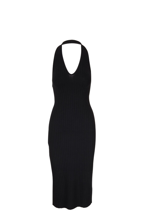 Vince - Black Ribbed Halter Dress