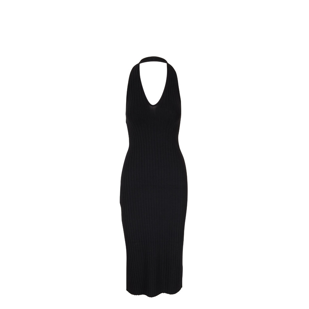 ◆2000Archives◆ CRUCIA TEE DRESS BLACK 2A25D2DR02 Vince - Black Ribbed Halter Dress | Mitchell Stores