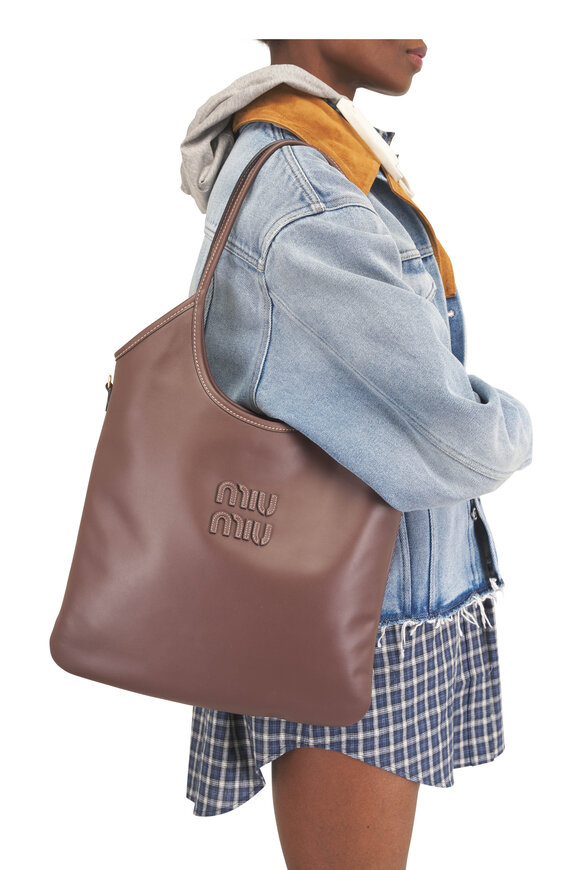 Miu Miu Large Ivy Radica Brown Leather Tote - view 3