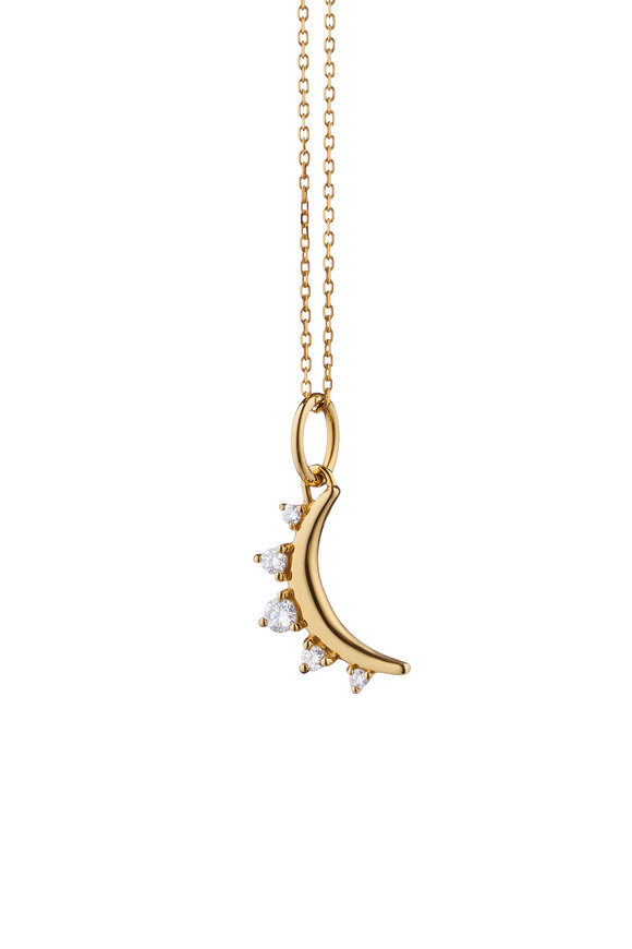 Monica Rich Kosann - 18K Yellow Gold Mini Moon Charm Necklace