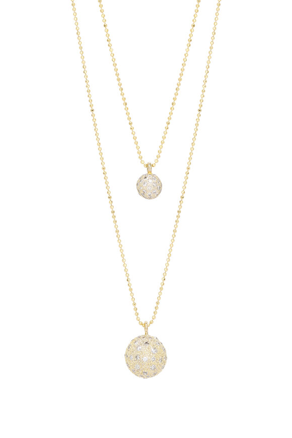 Renee Lewis 18k Yellow Gold Diamond Pave Sphere Necklace - view 2
