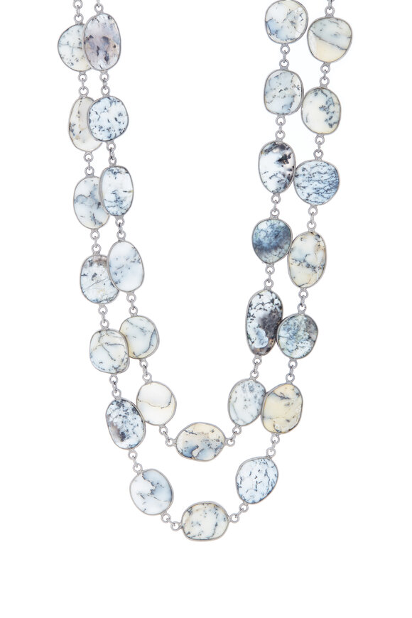 Loriann - Rhodium Silver Dendritic Opal Necklace