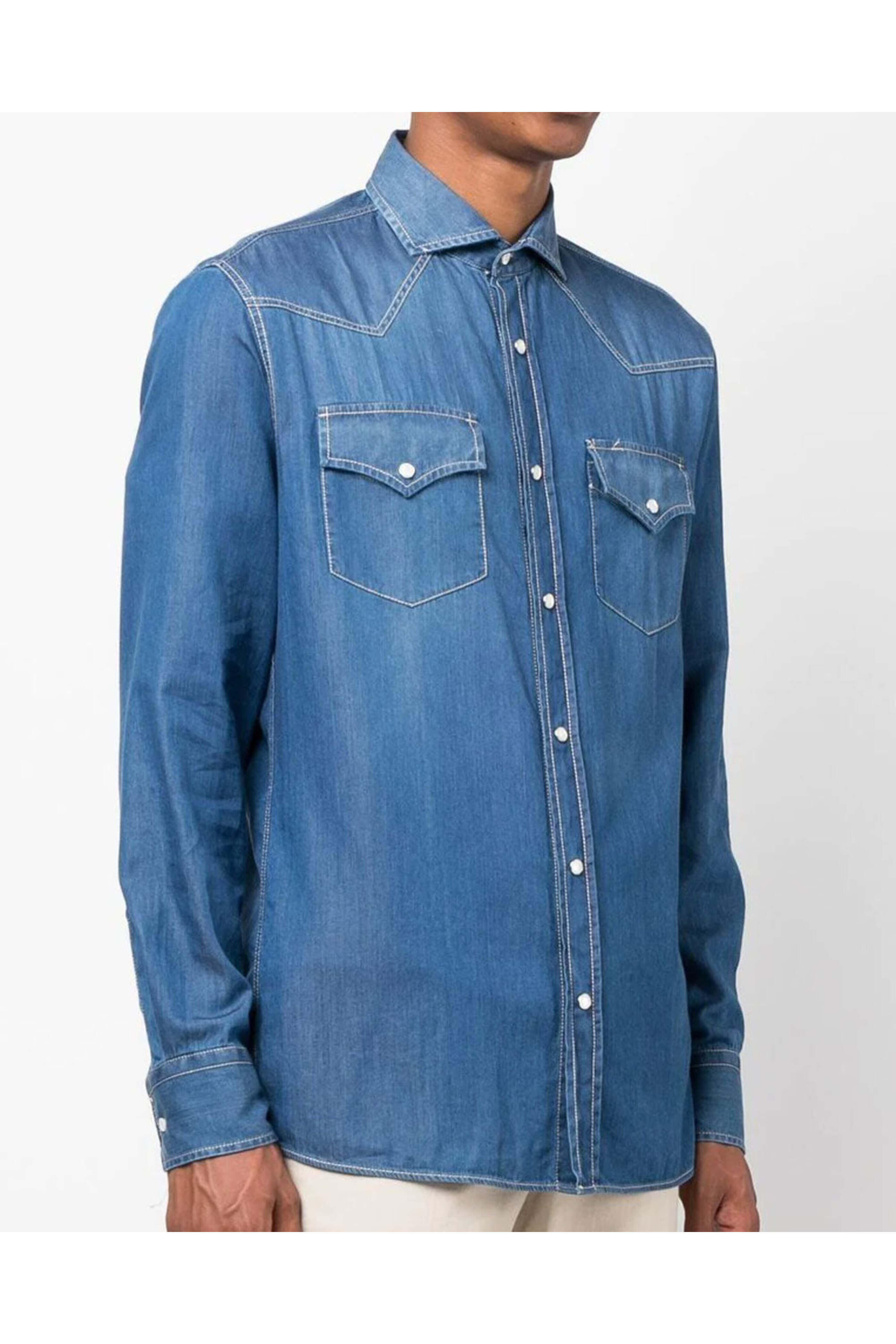 Brunello Cucinelli - Dark Wash Western Denim Sport Shirt