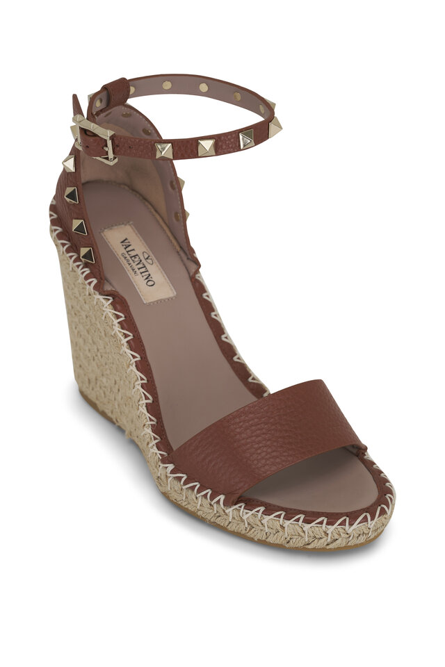 Valentino Garavani - Poudre Leather Rockstud Wedge Espadrille, 95mm