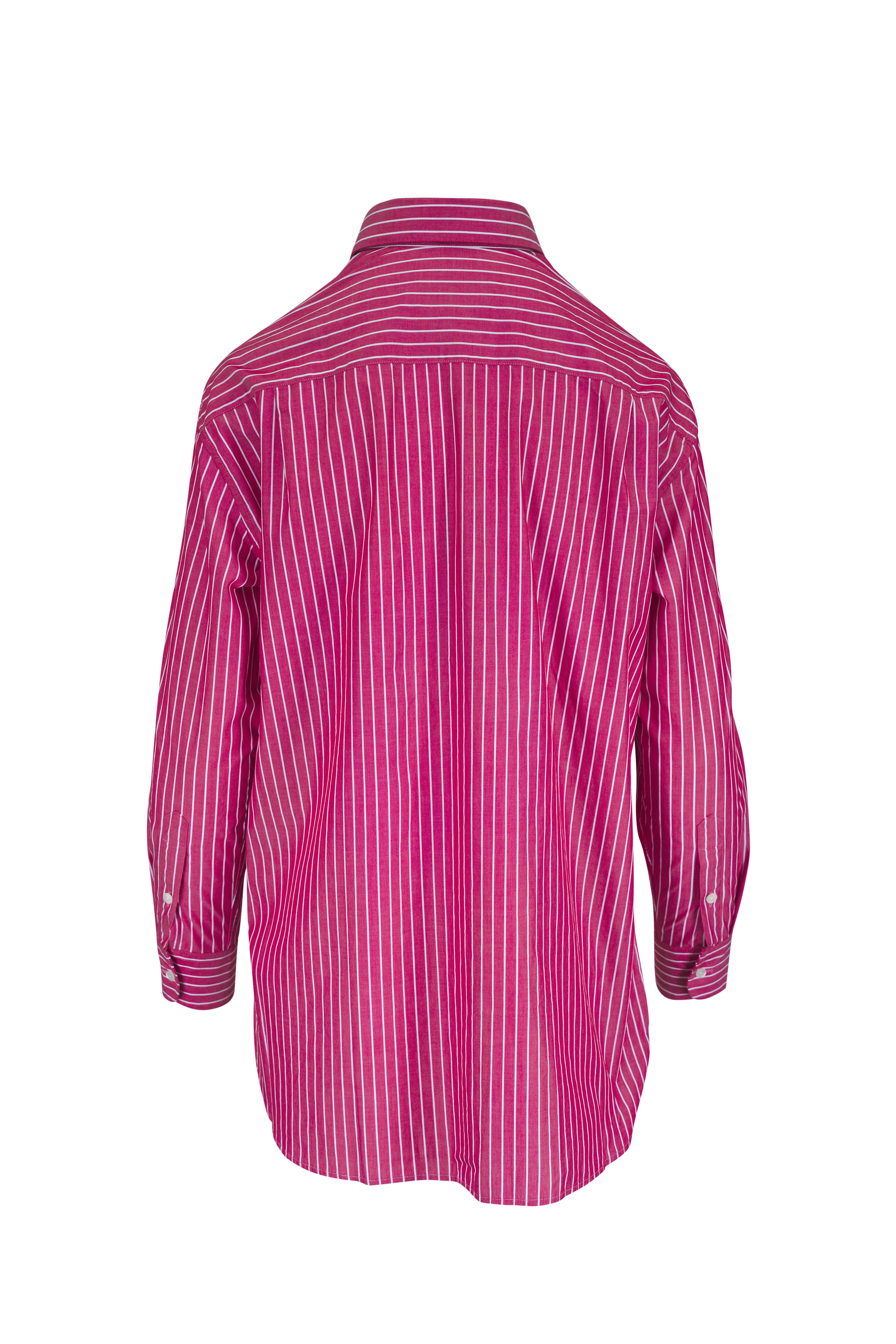 Nili Lotan - Yorke Red & White Stripe Button Up Blouse