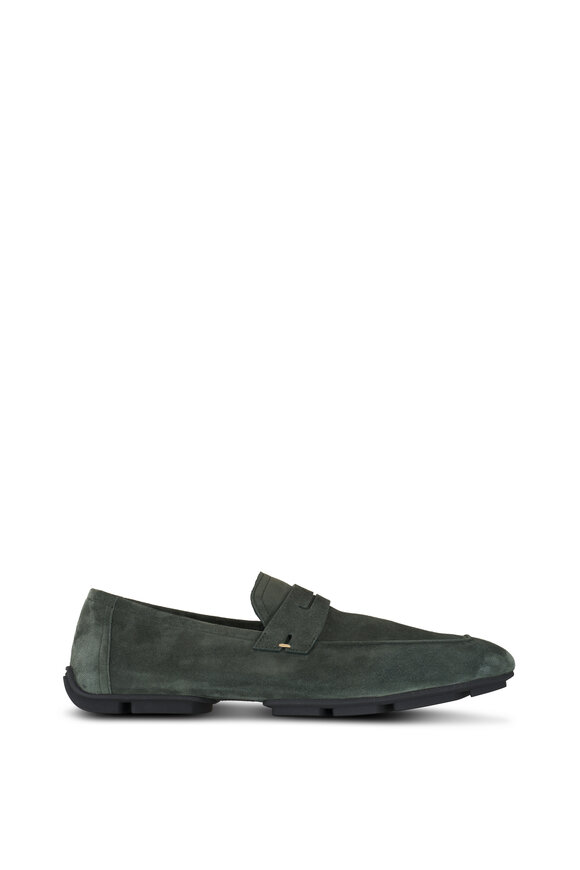 Berluti - Lorenzo Drive Forest Green Suede Loafer