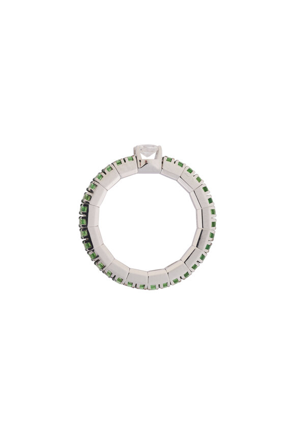 Demeglio 18k White Gold Tsavorite & Diamond Band - view 2