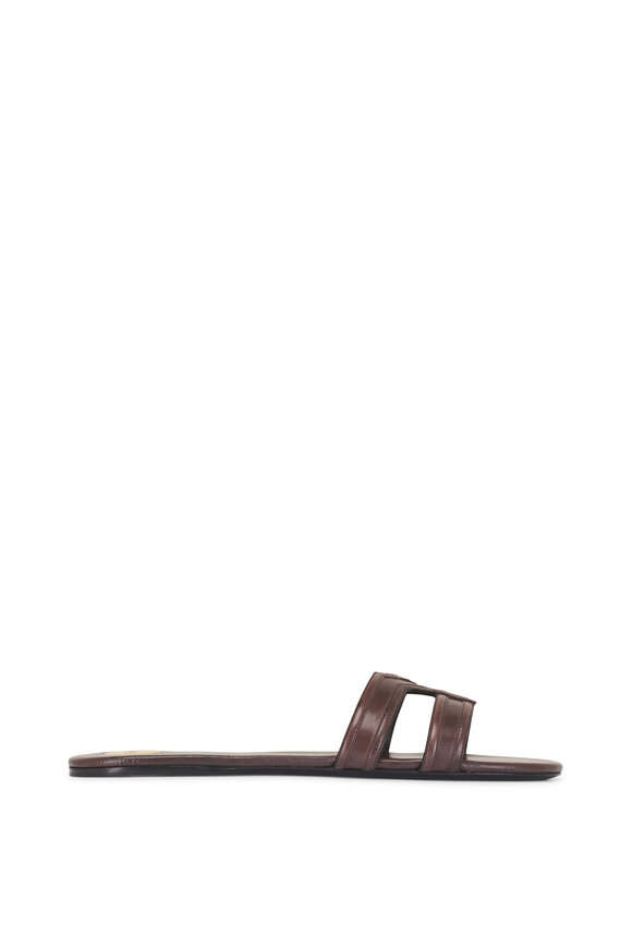 Saint Laurent Mabrouka Paris Brown Leather Sandal - view 3