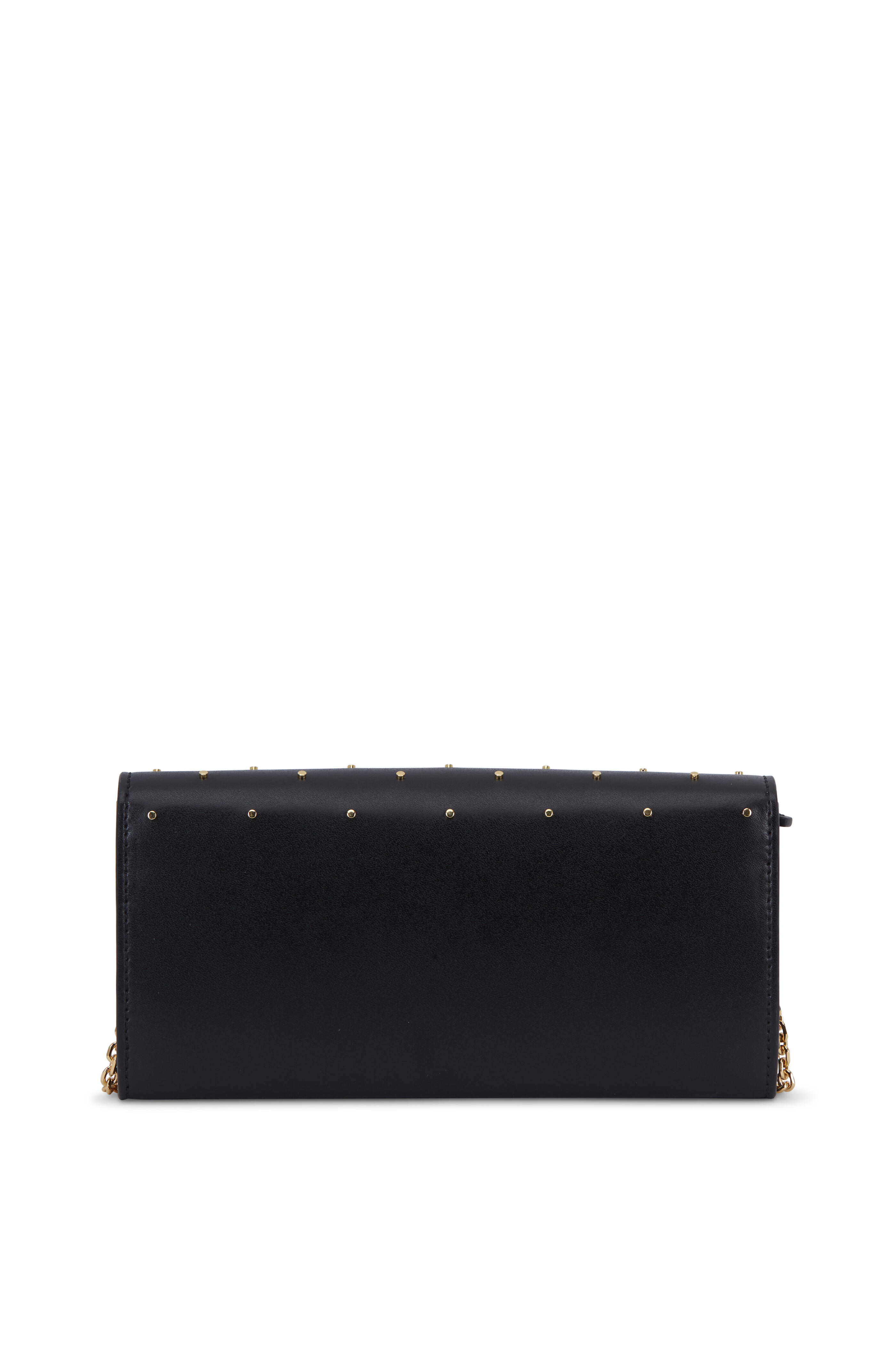 Fendi - Black Leather Studded Chain Continental Wallet