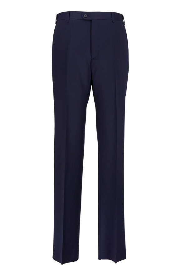 Zanella - Todd Navy Blue Worsted Wool Trousers 