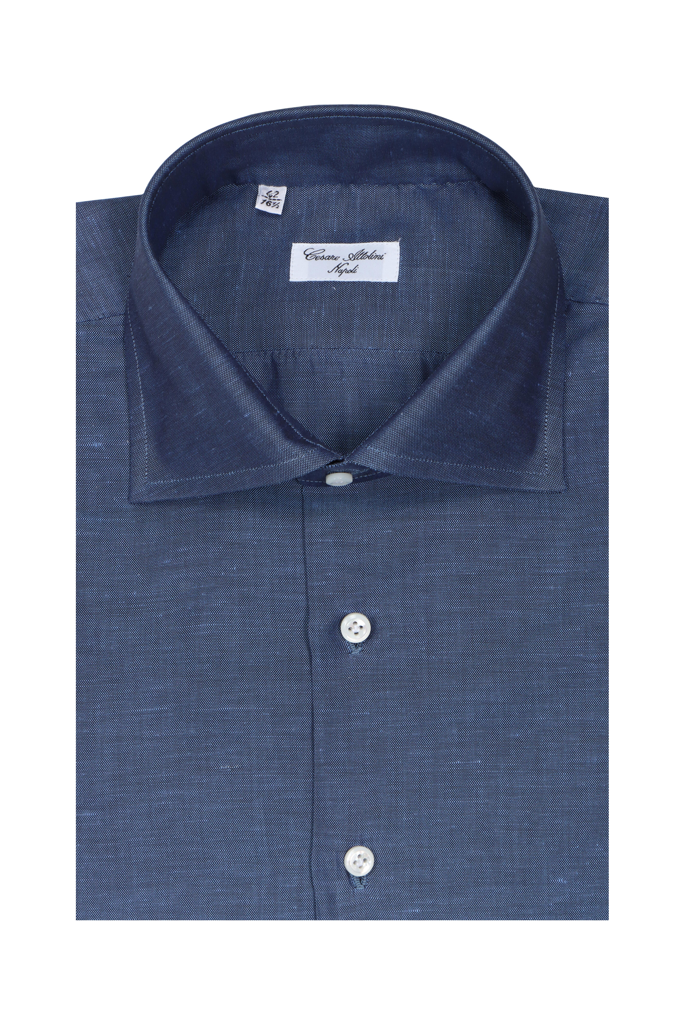 Cesare Attolini - Dark Denim Blue Cotton Dress Shirt
