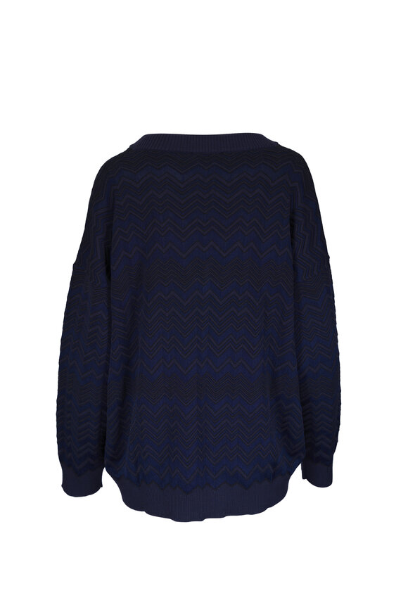 Missoni Zig Zag Navy Blue V-Neck Sweater - view 4