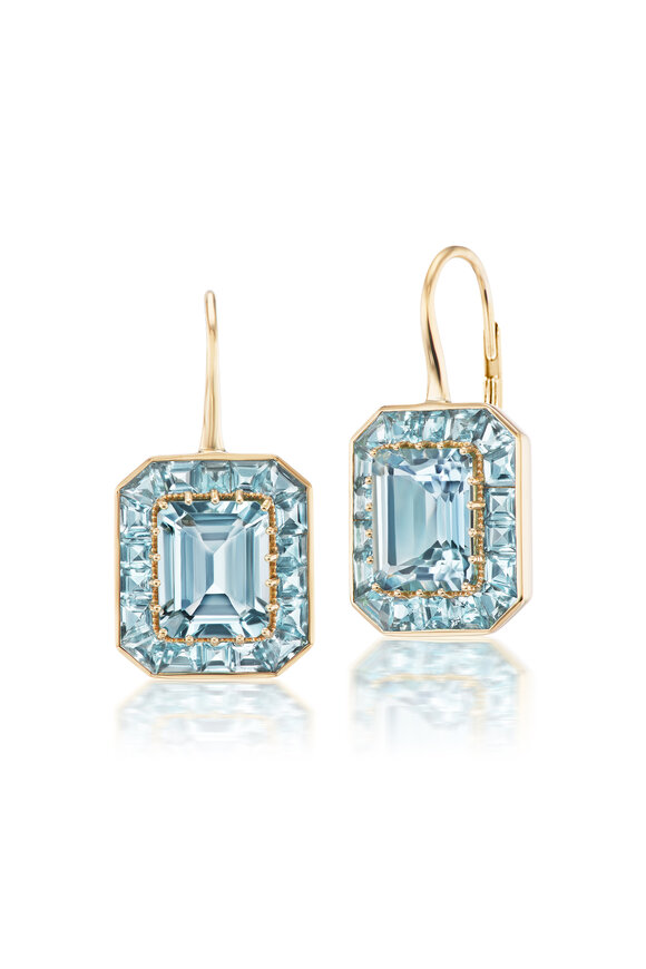 Nam Cho 18k Yellow Gold Bezel Set Aquamarine Drop Earrings - view 1