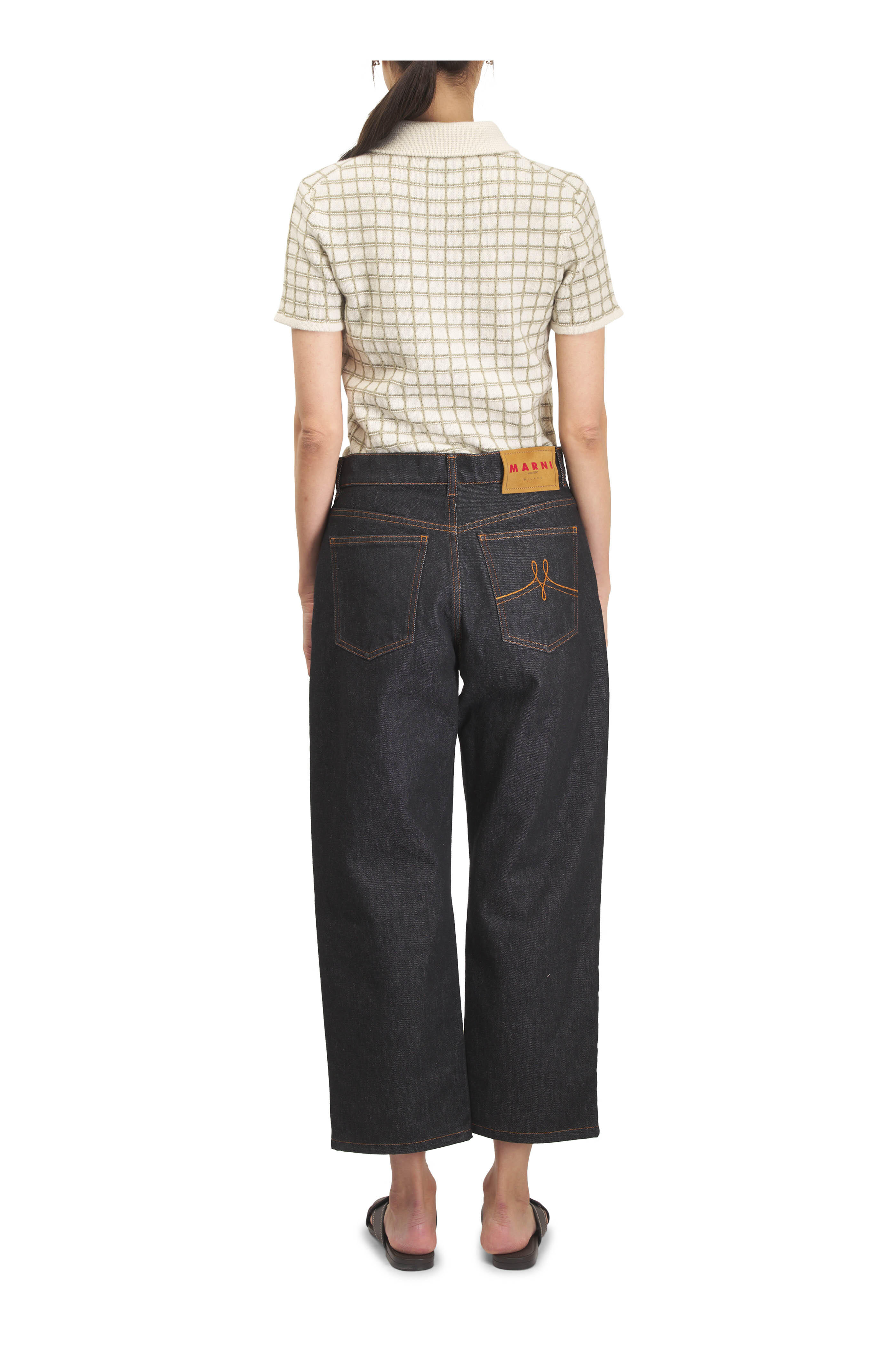 Marni - Blublack Daisy Appliqué Jean