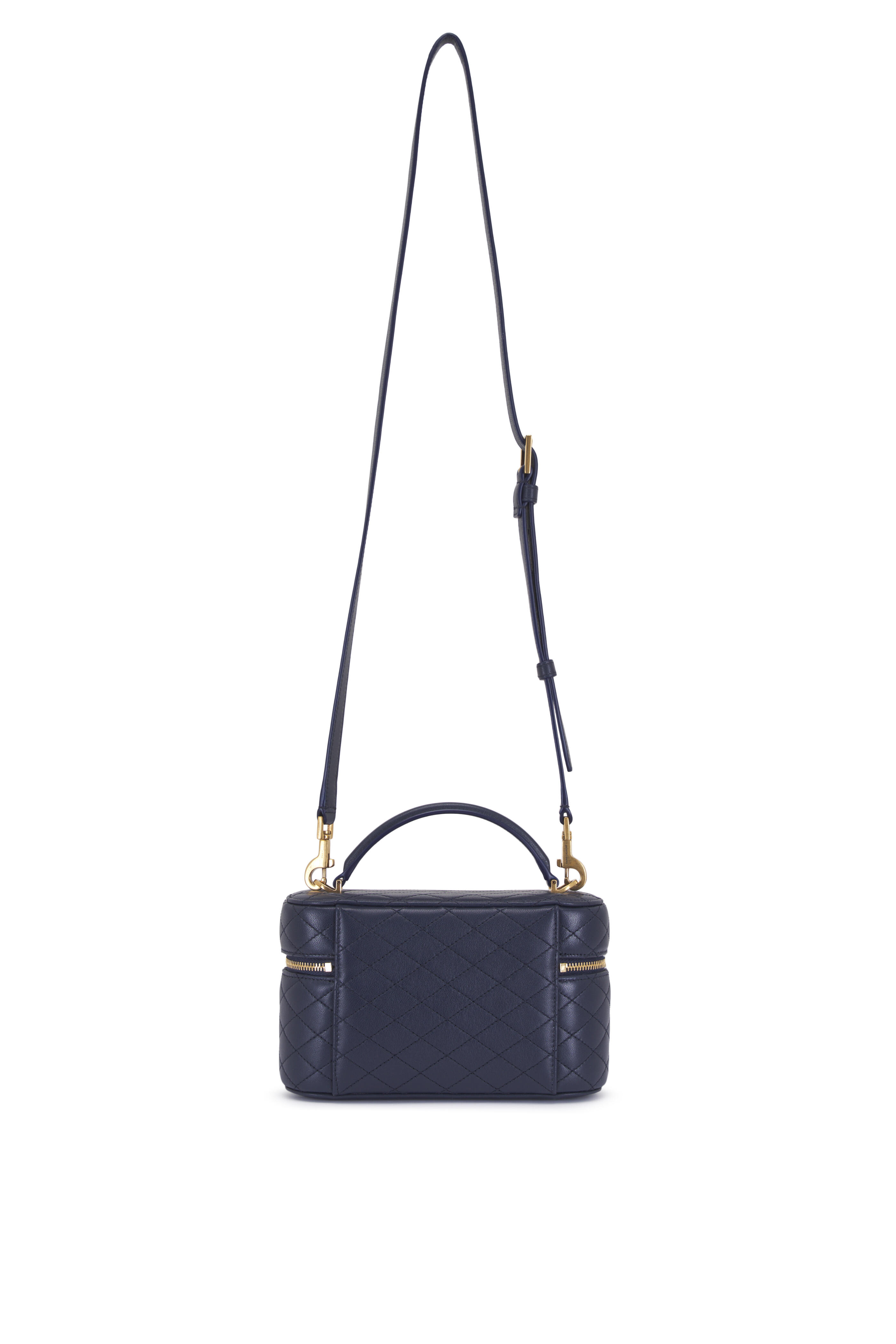 Saint Laurent - Gaby Bleu Abysse Quilted Vanity Bag Saint Laurent - Gaby Bleu Abysse Quilted Vanity Bag