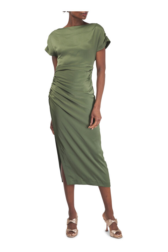 Etro - Green & Yellow Belted Silk Dress | Mitchell Stores