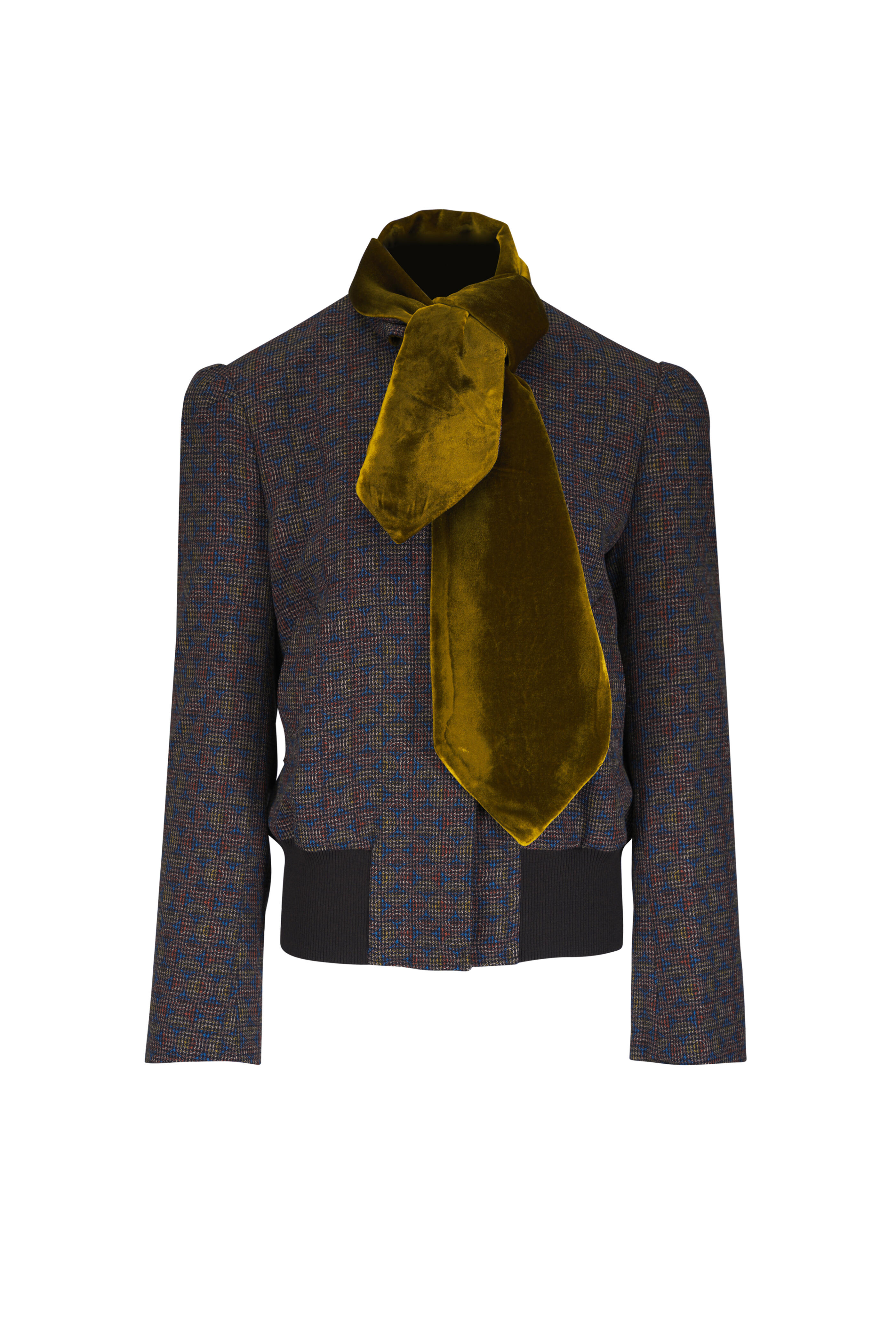 Dries Van Noten - Black & Khaki Multi Houndstooth Print Jacket