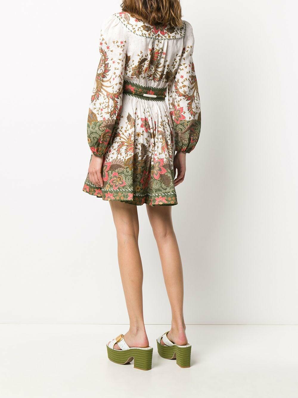 Zimmermann - Carnaby White Printed Long Sleeve Dress
