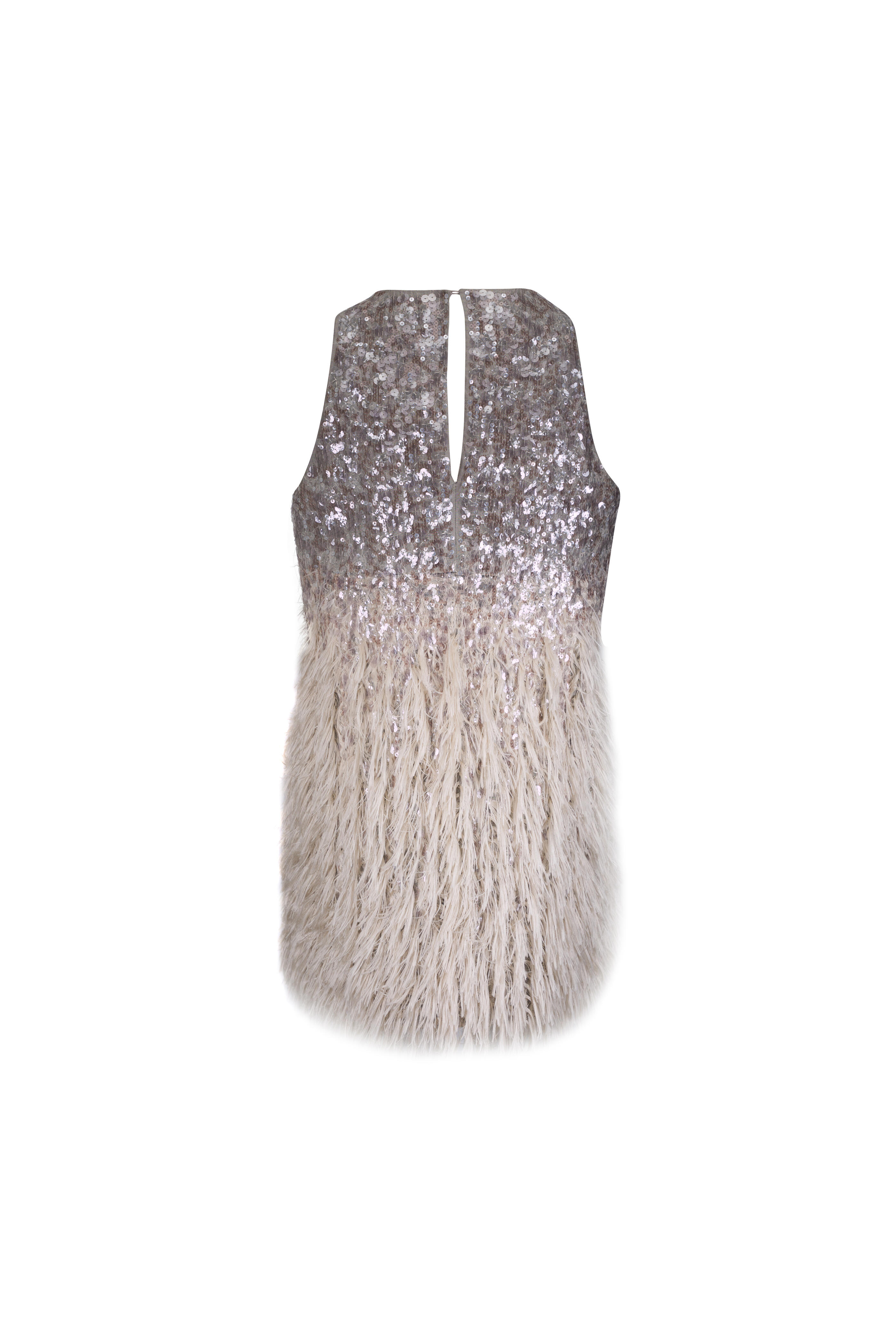 Brunello Cucinelli - Gray Dazzling Fil Coupé Mini Shift Dress - view 2