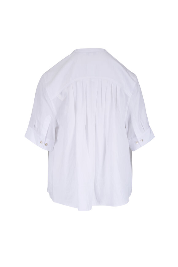 Vince Gathered Optic White A-Line Button-Up Shirt - view 5