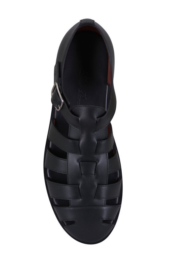 Loro Piana Maxime Walk Black Leather Fisherman Sandal - view 3