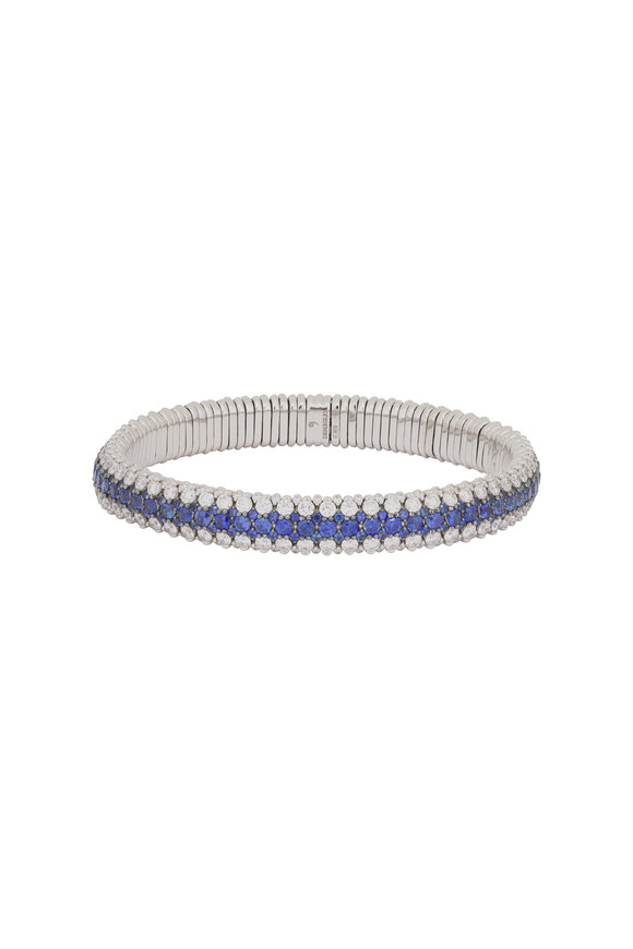 Demeglio 18k White Gold Diamond & Sapphire Tennis Bracelet