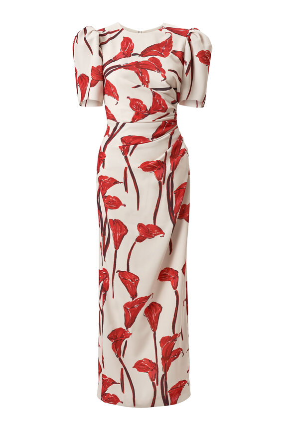 Carolina Herrera Red & White Calla Lily Print Maxi Dress - view 6