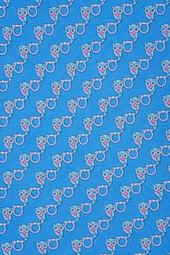 Ferragamo Light Blue Animal Print Silk Necktie - view 2