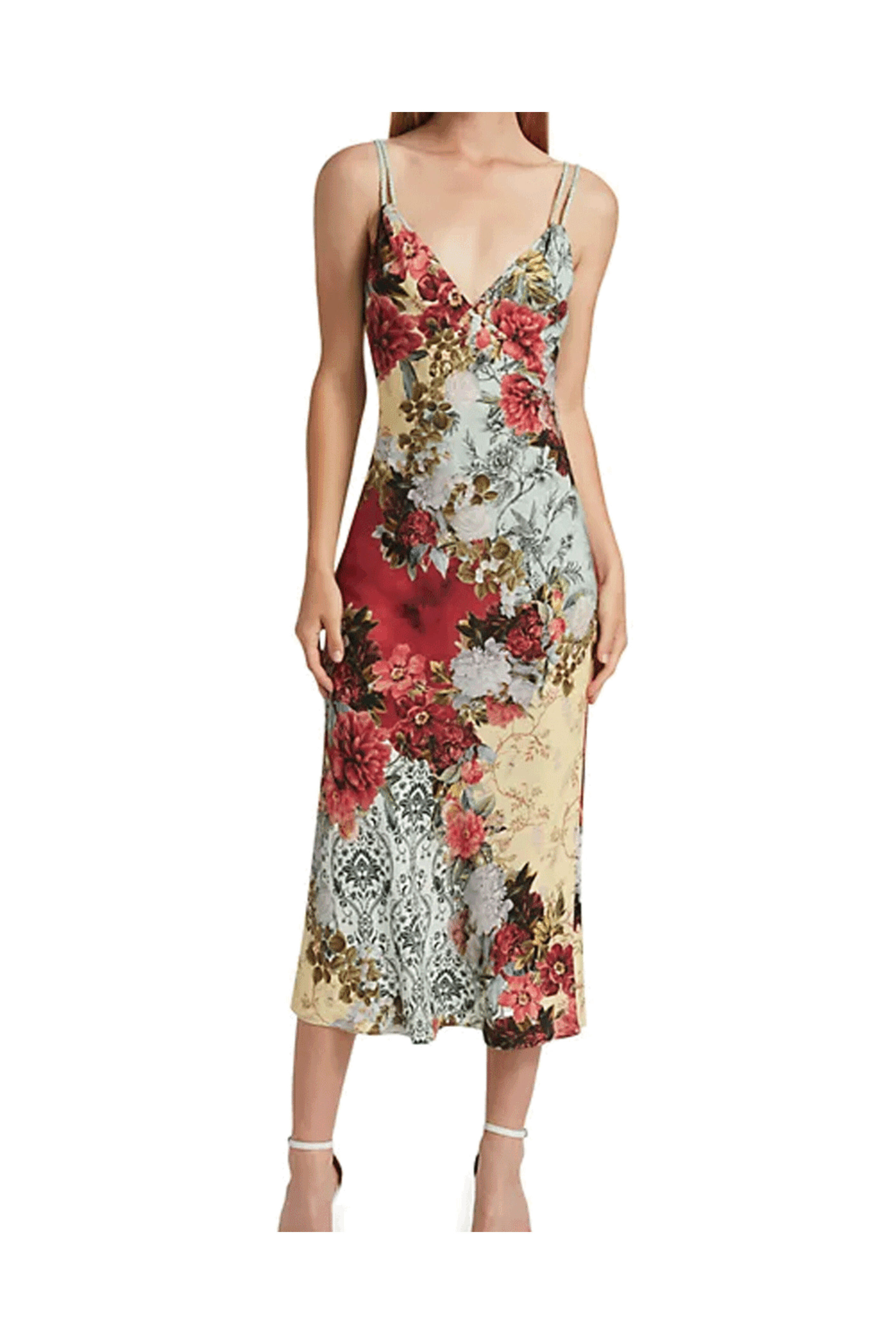 Alice & Olivia - Kiro V Neck Slip Dress in Oakley