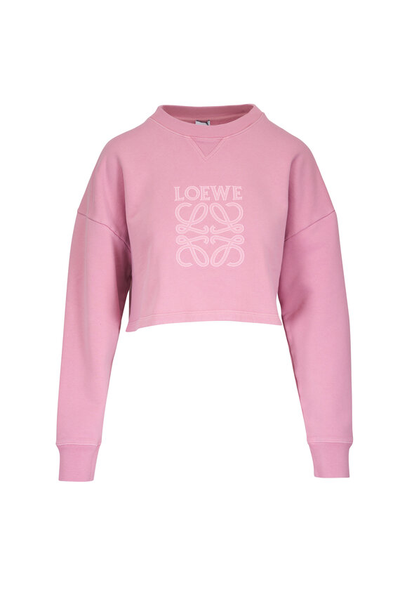 Loewe Pink Embroidered Anagram Crop Sweatshirt