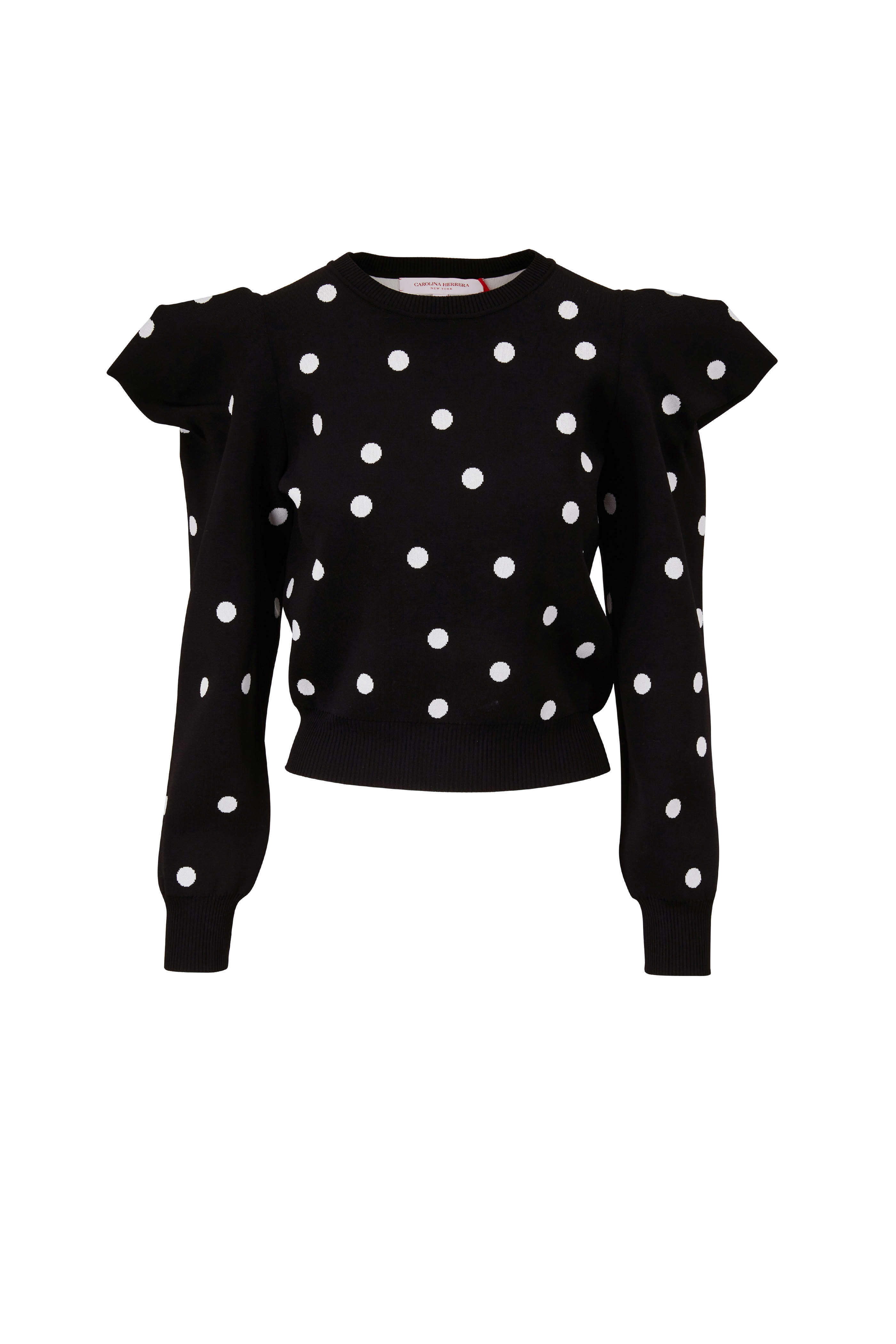 Carolina Herrera - Black & White Polka Dot Triangular Sleeve Sweater