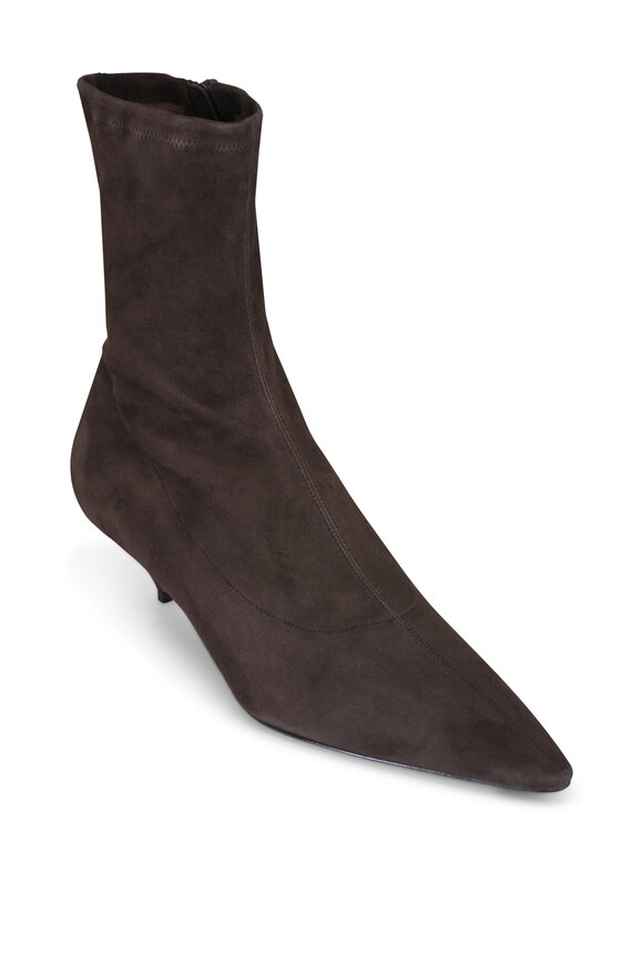 The Row Liisa Mocha Suede Kitten Heel Boot, 35mm - view 1