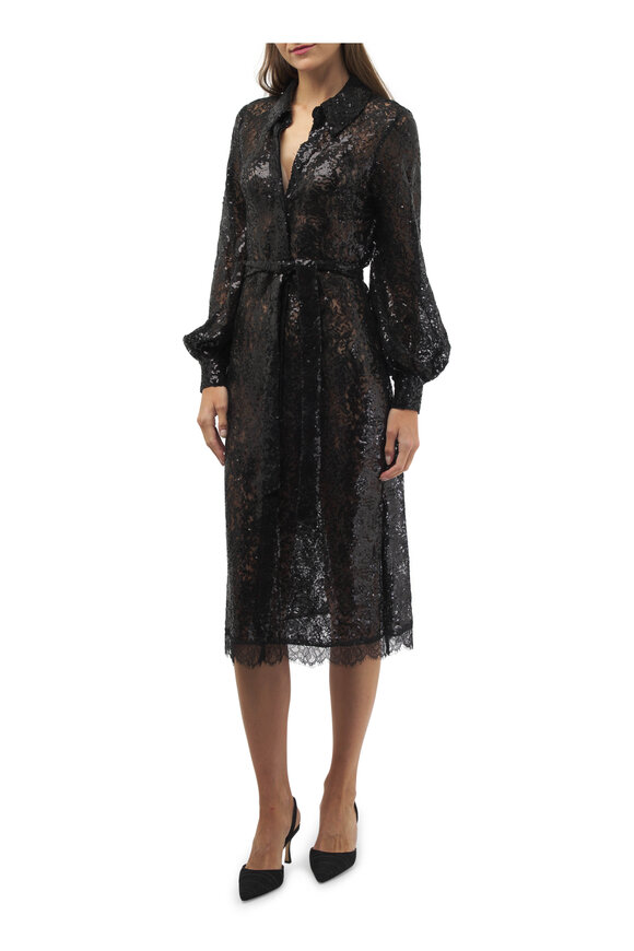 L'Agence - Frida Black Sequin Lace Dress