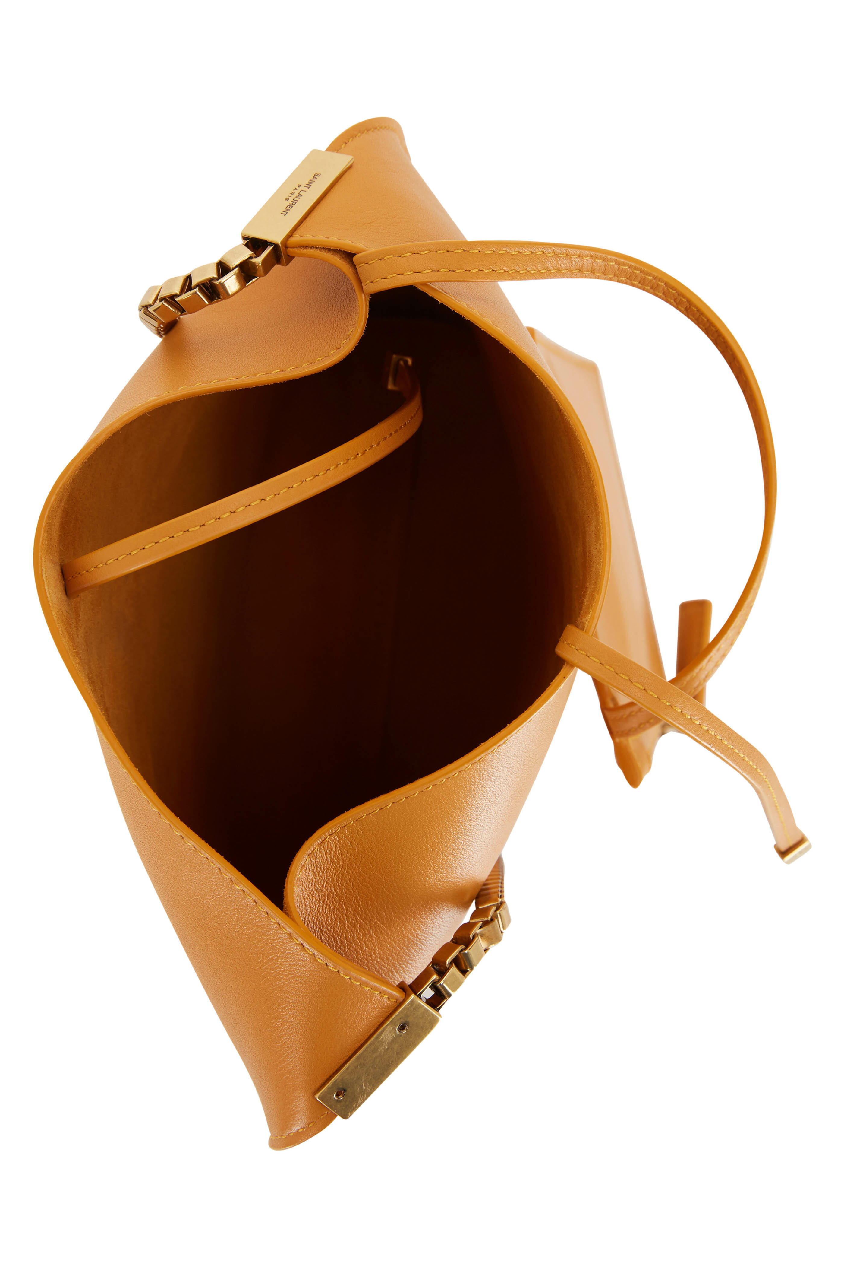 Saint Laurent - Suzanne Mustard Smooth Leather Small Hobo Bag