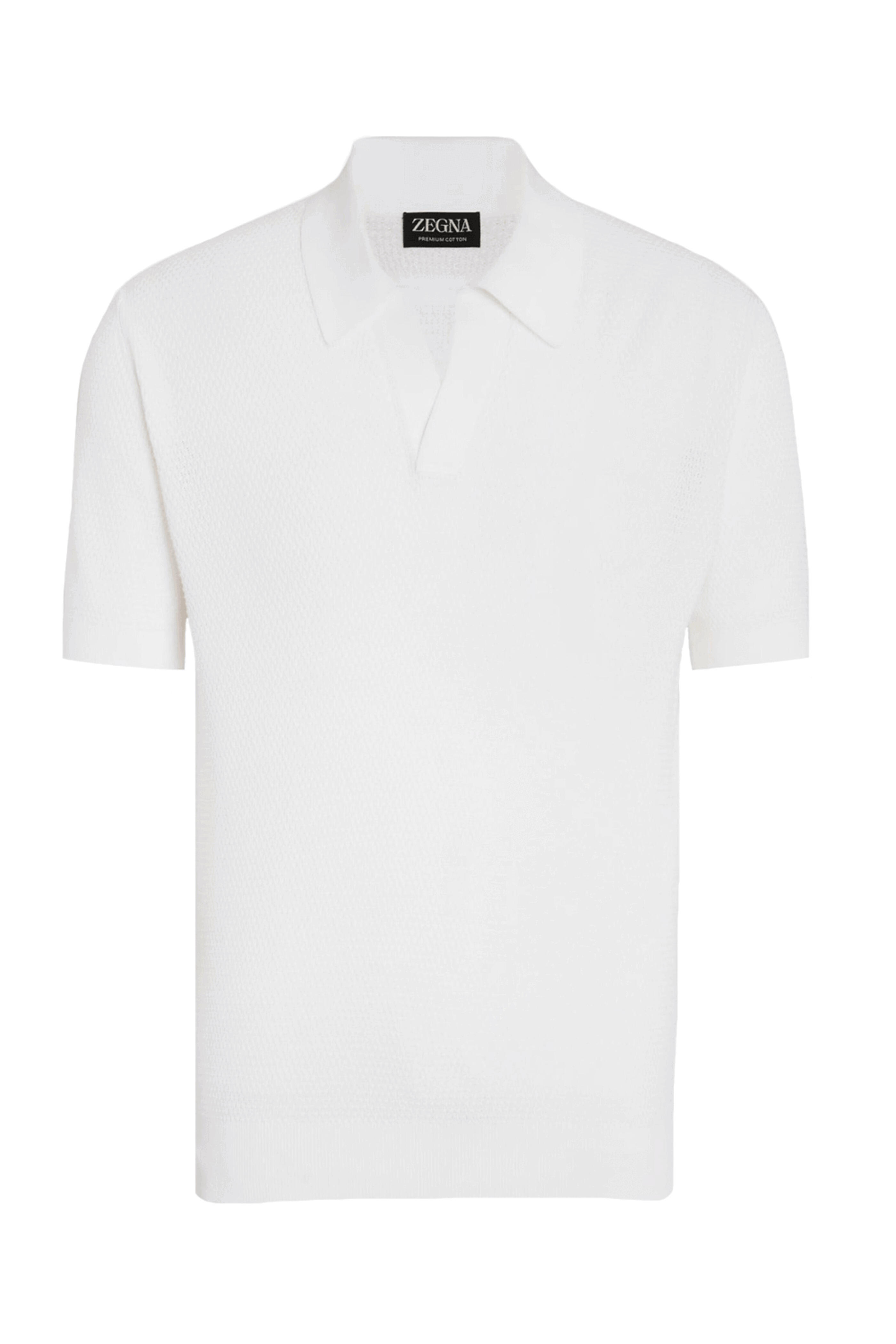 Zegna - White Textured Johnny Collar Polo