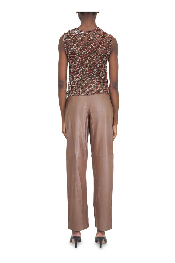 TWP Ivy Brown Front Pleat Leather Pant - view 4