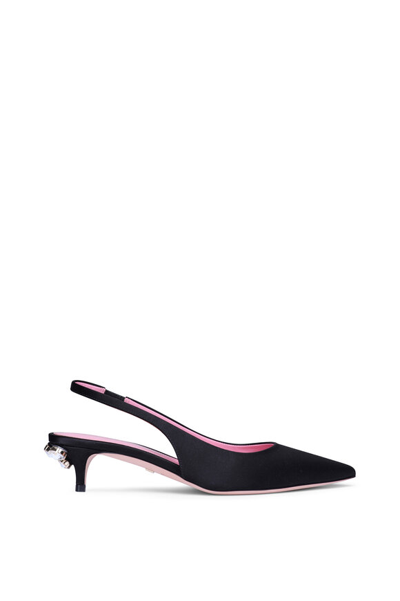 Giambattista Valli Black Crystal & Satin Slingback Pump - view 2