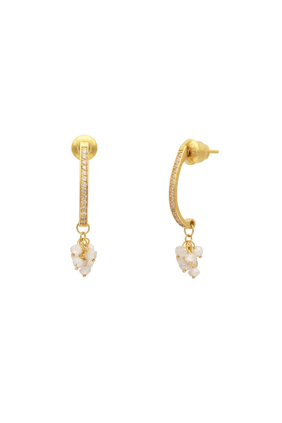 Gurhan 22k Gold Diamond Cluster Drop Earring - view 1