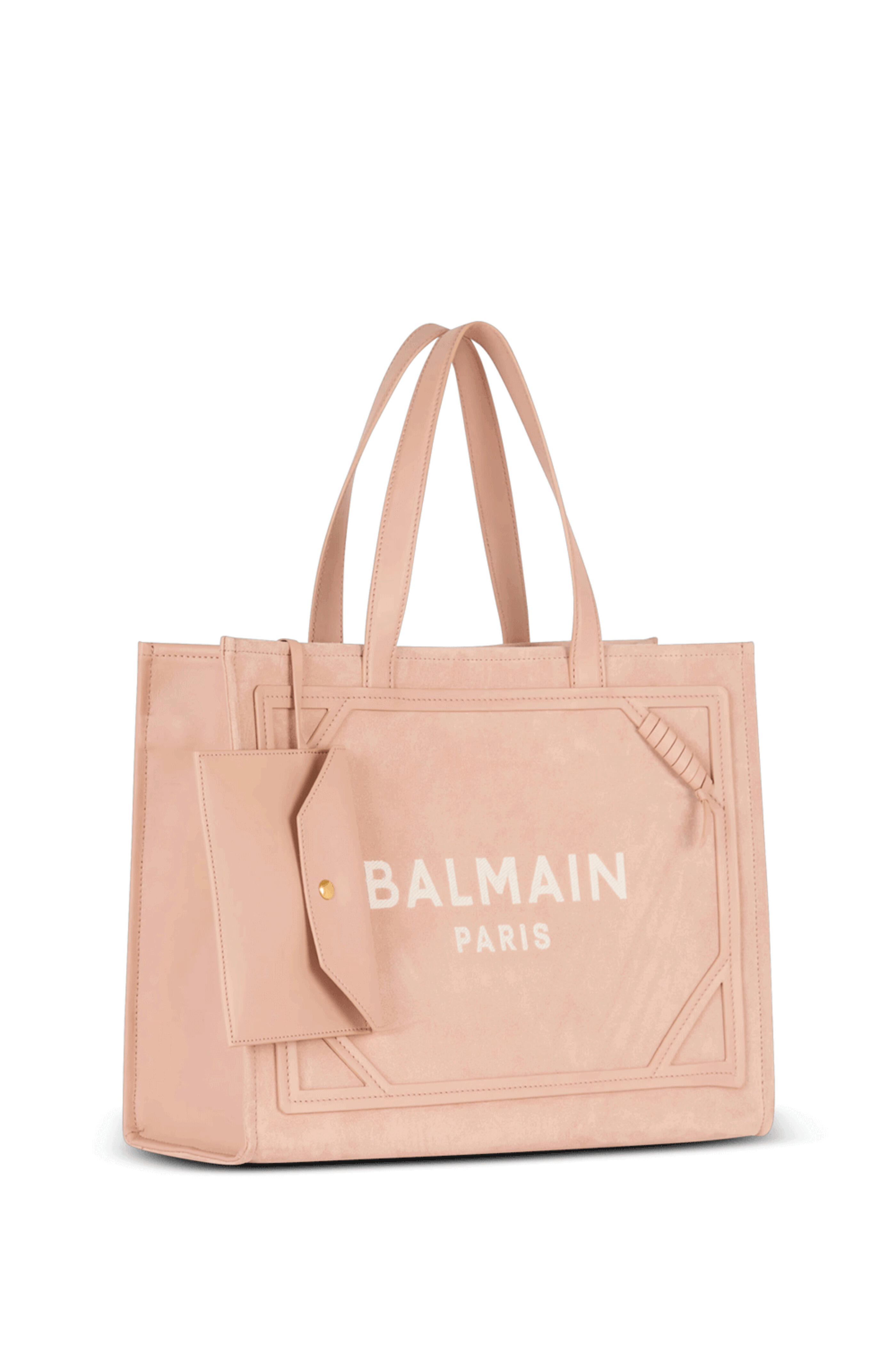 Balmain - Medium Suede B-Army Tote in Neutral Rose