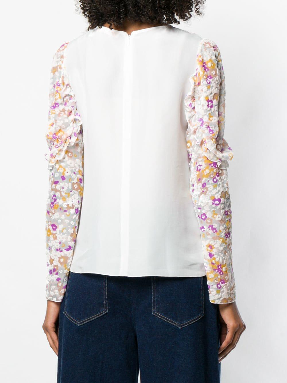 See by Chloé - Multicolor Silk Ruffle Sleeve Top