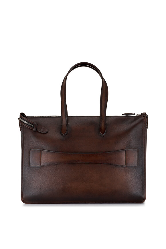 Berluti - Postino Nero Grigio Leather Briefcase | Mitchell Stores