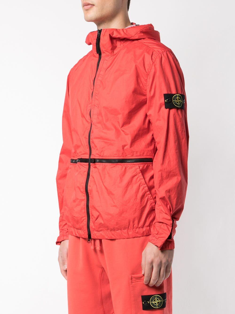 Stone Island - Membrana 3L-TC Red Nylon Three-Layer Hooded Jacket