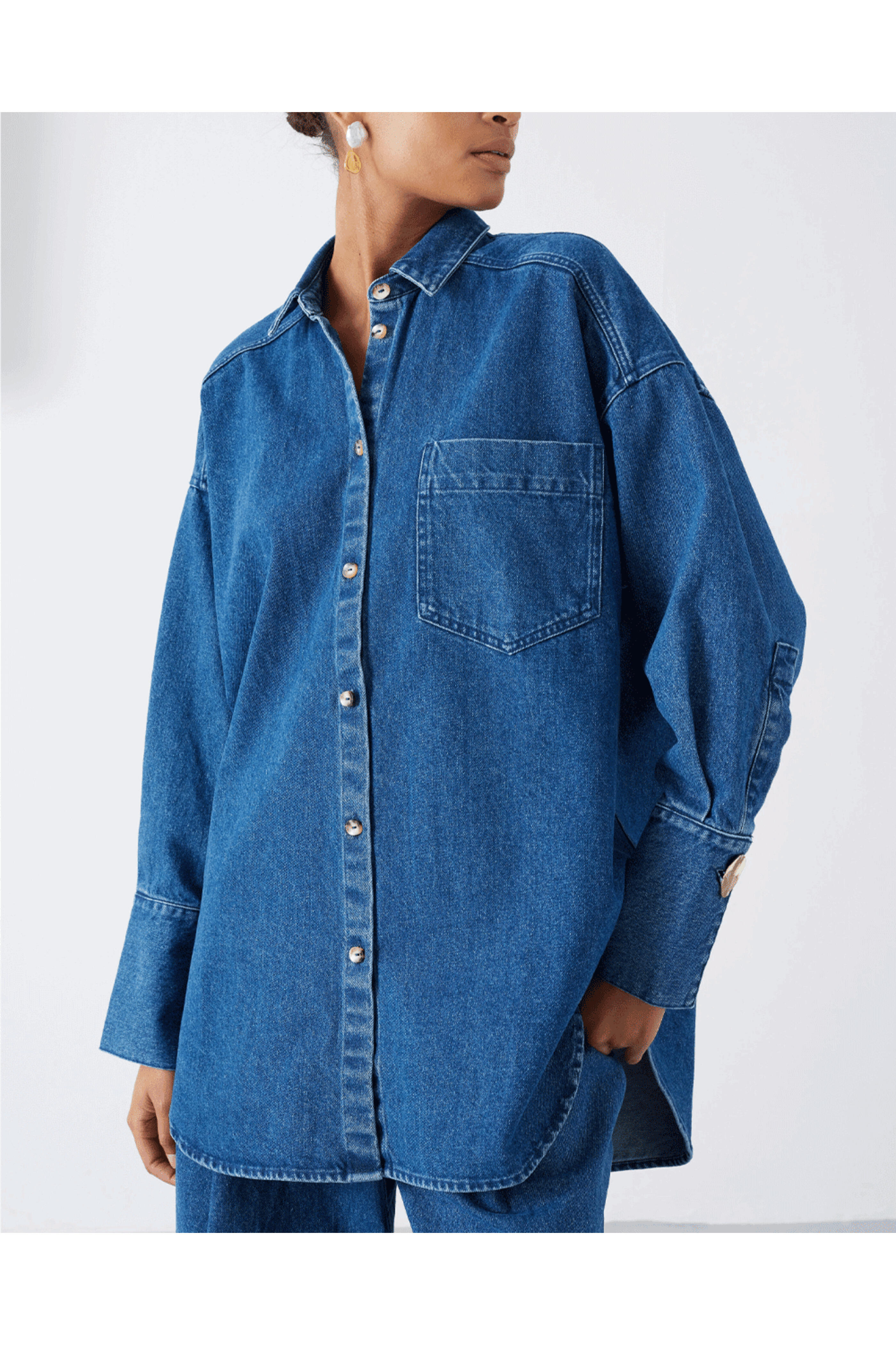 Mother Of Pearl - Mid Wash Blue Fenella Denim Shirt