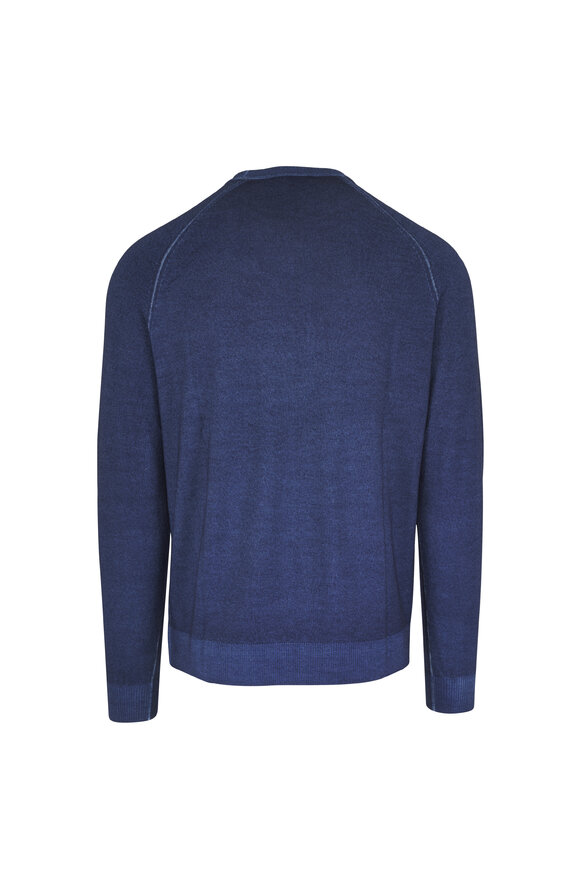 Patrick Assaraf Denim Merino Wool Raglan Crewneck Sweater - view 4