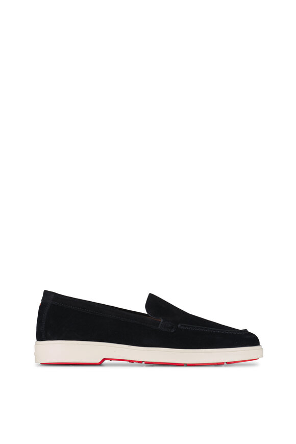 Santoni Yaltamoc Black Suede Loafer - view 2