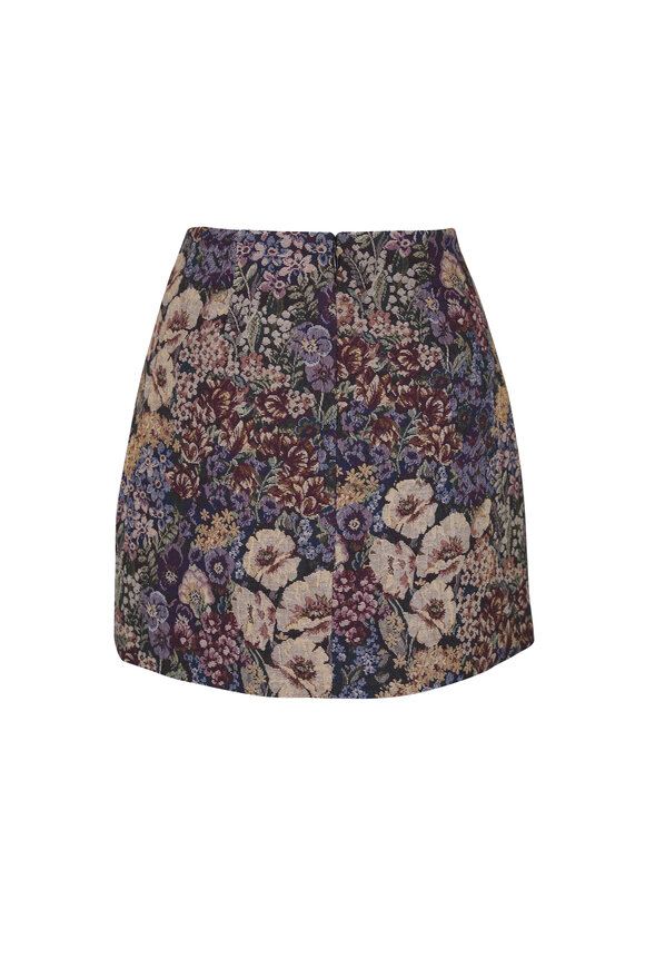 Veronica Beard Ohemia Eggplant Brocade Mini Skirt - view 2