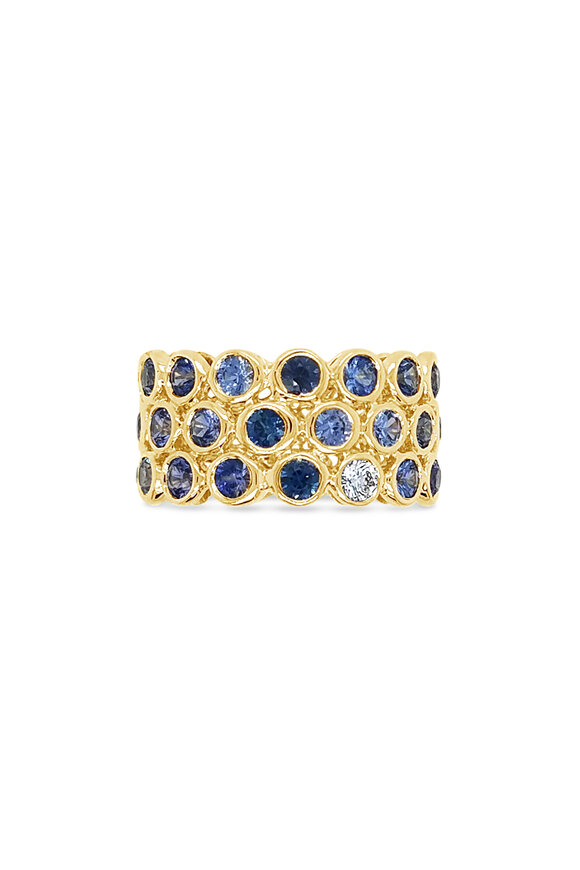 Aaron Henry Blue Sapphire & Diamond Mosaic Band - view 1