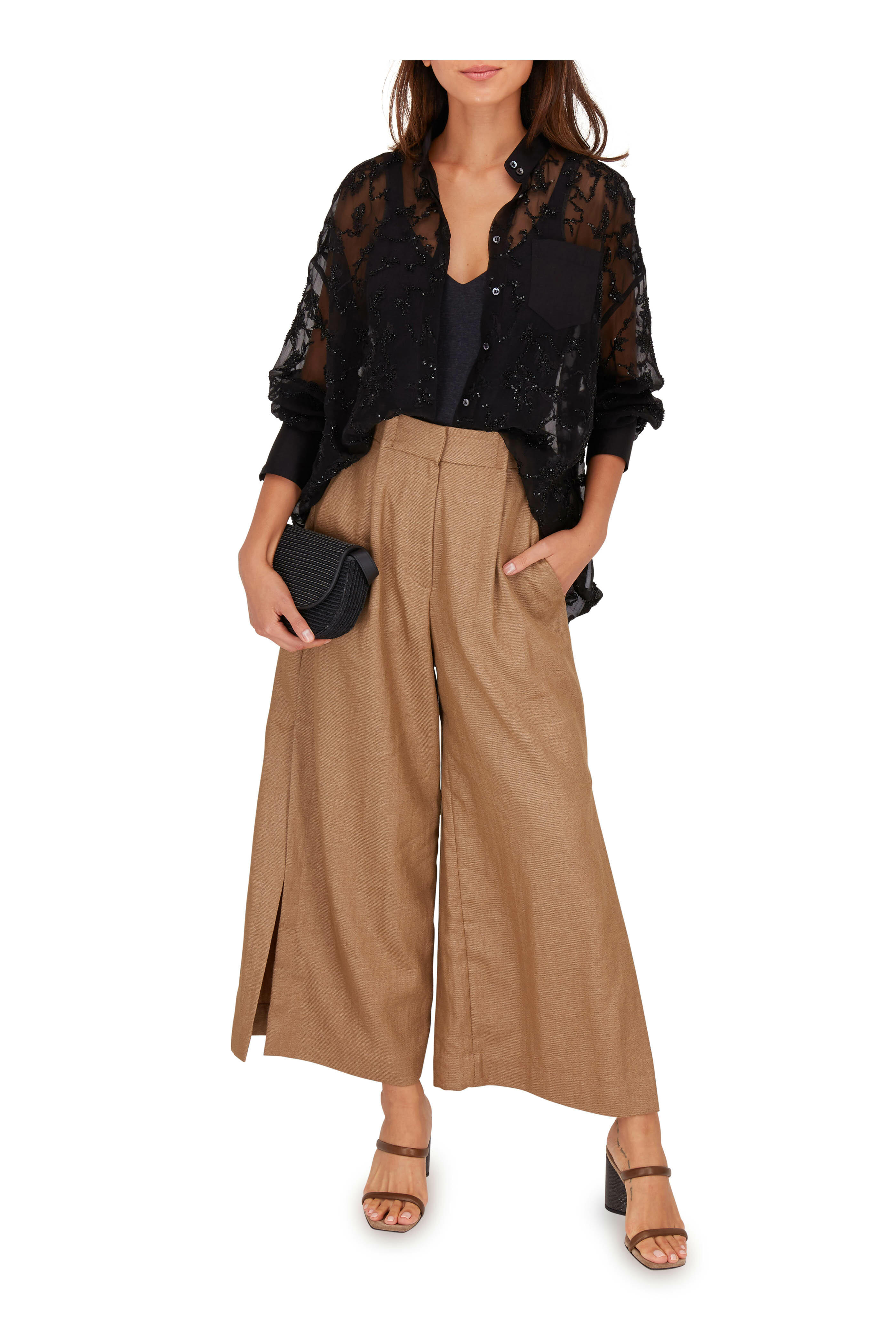 Brunello Cucinelli - Sheer Black Paillette Embellished Blouse